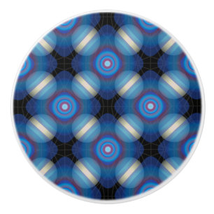 Blue Spacey Geometric Ceramic Knob