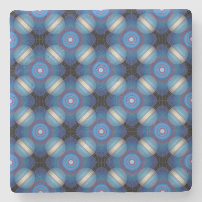 Blue Spacey Geometric Stone Coaster (Front)