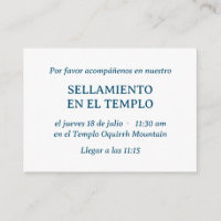 Blue Spanish Minimalist Temple Sealing Invitation