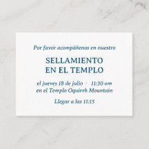 Blue Spanish Minimalist Temple Sealing Invitation