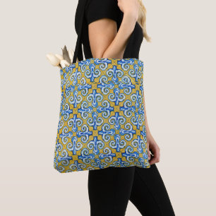 Blue Spanish Tile Design Tote Bag