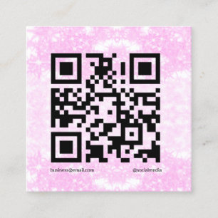 blue sparkle add logo text  Q R code here Square Business Card