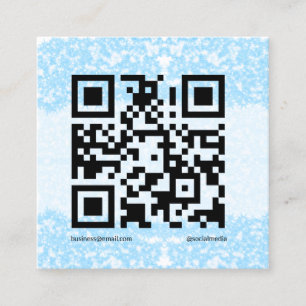 blue sparkle add logo text  Q R code here Square Business Card
