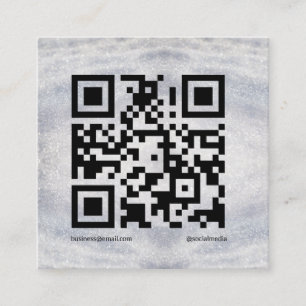 blue sparkle add logo text  Q R code here Square Business Card