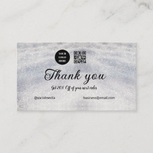 blue sparkle add logo text thank you discount card
