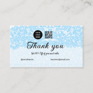 blue sparkle add logo text thank you discount card