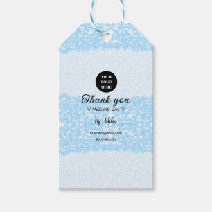 blue sparkle add logo text thank you discount gift tags