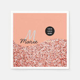 blue sparkle add logo text thank you discount napkin