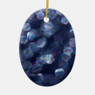Blue Sparkle Bokeh Lights Ceramic Tree Decoration