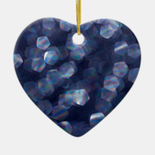 Blue Sparkle Bokeh Lights Ceramic Tree Decoration