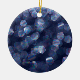 Blue Sparkle Bokeh Lights Ceramic Tree Decoration