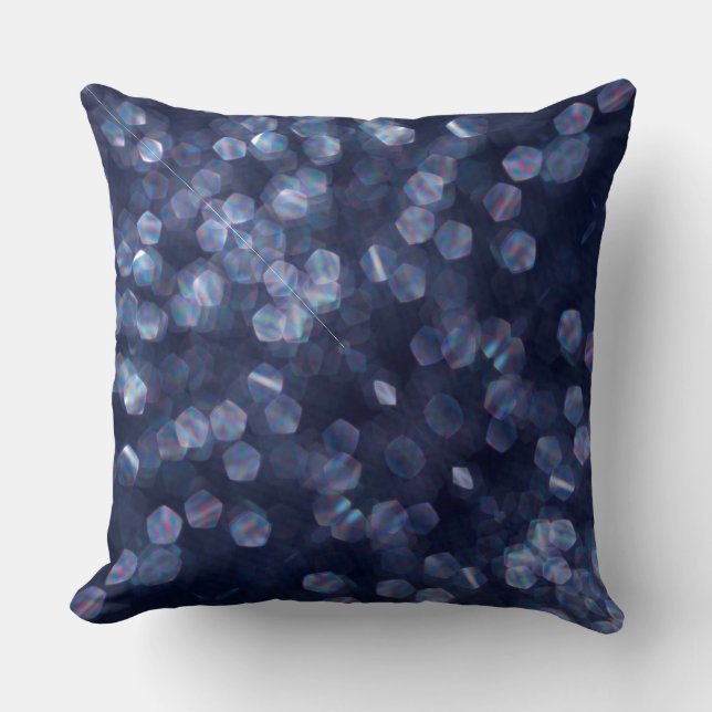 Blue Sparkle Bokeh Lights Cushion (Front)