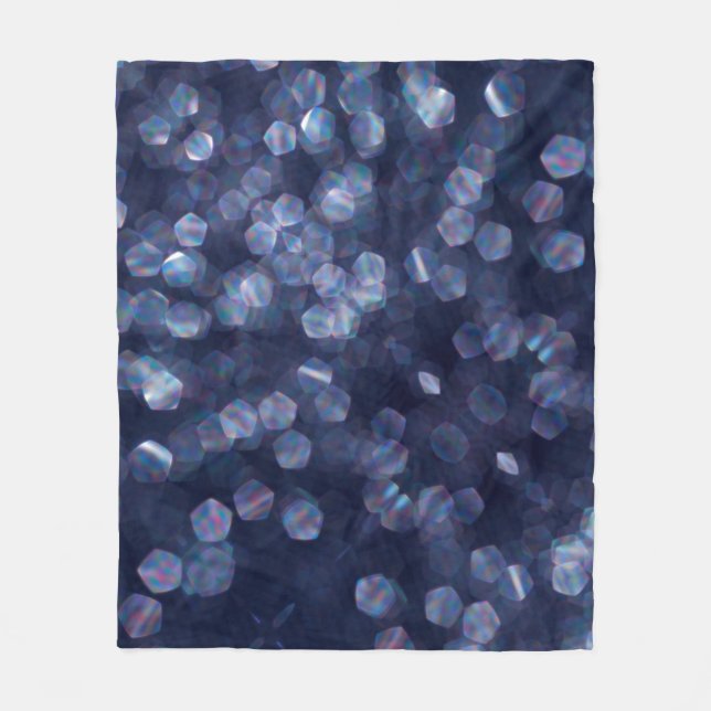 Blue Sparkle Bokeh Lights Fleece Blanket (Front)