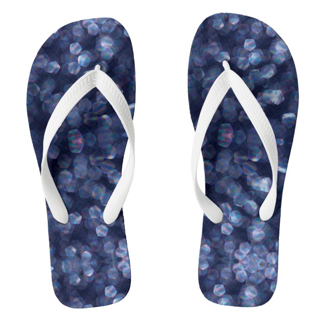 Blue Sparkle Bokeh Lights Flip Flops (Footbed)