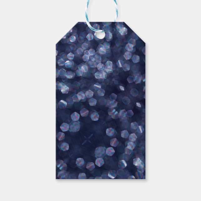 Blue Sparkle Bokeh Lights Gift Tags (Front)