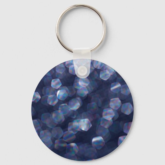 Blue Sparkle Bokeh Lights Key Ring (Front)