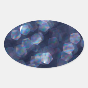 Blue Sparkle Bokeh Lights Oval Sticker