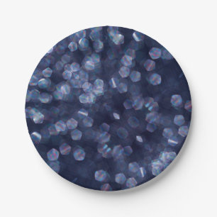 Blue Sparkle Bokeh Lights Paper Plate