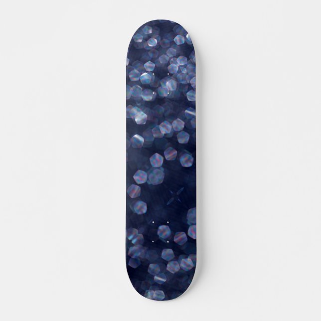 Blue Sparkle Bokeh Lights Skateboard (Front)