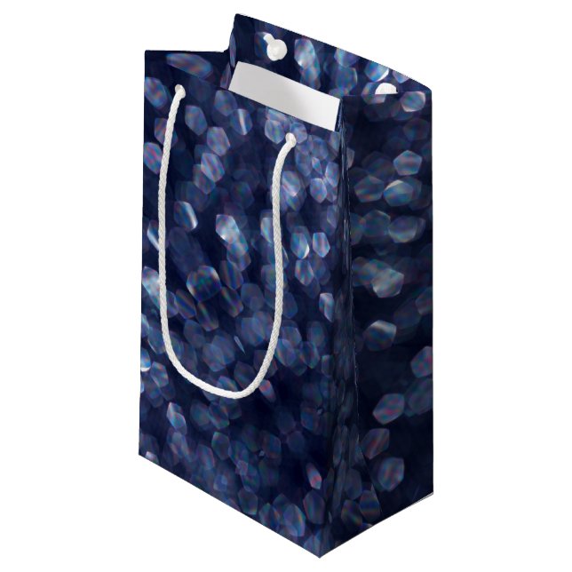 Blue Sparkle Bokeh Lights Small Gift Bag (Front Angled)
