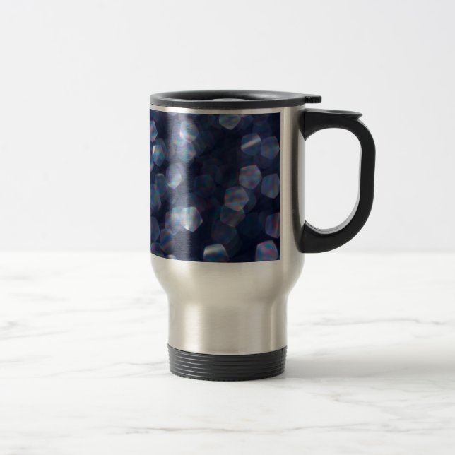 Blue Sparkle Bokeh Lights Travel Mug (Right)