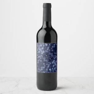 Blue Sparkle Bokeh Lights Wine Label