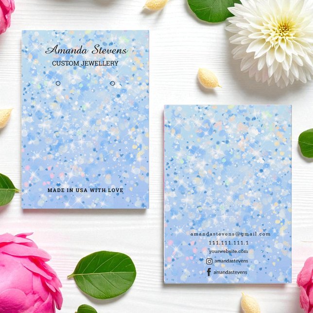 Blue Sparkle Chic Earring Display   Business Card (Creator Uploaded)