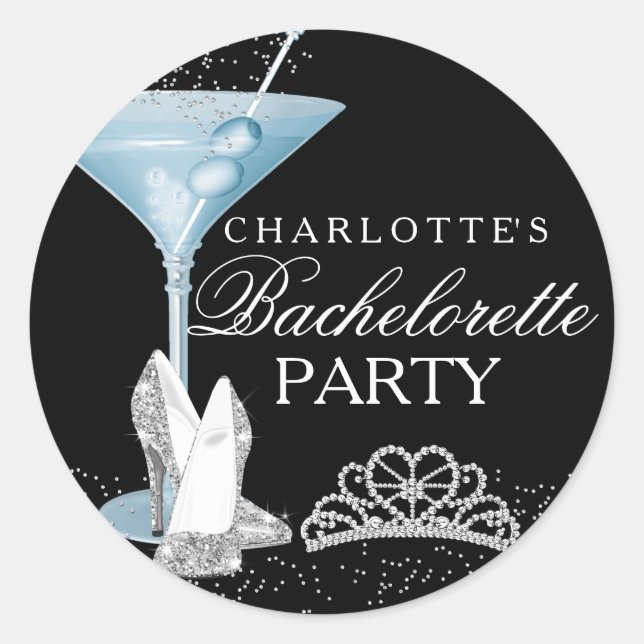 Blue Sparkle Cocktail Bachelorette Sticker (Front)