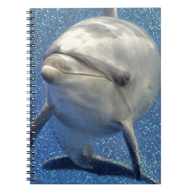 Blue Sparkle Dolphin with Diamonds Monogram Notebook (Front)