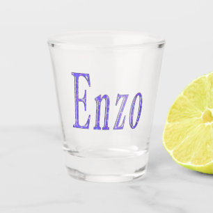 Blue Sparkle Enzo Name, Shot Glass