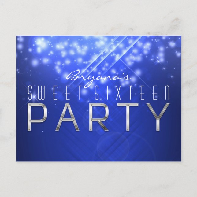 Blue Sparkle Glam Club Vibe PARTY Postcard (Front)
