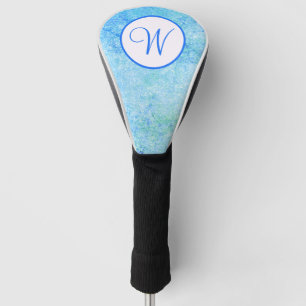 Blue Sparkle Glitter Elegant Monogram Golf Head Cover