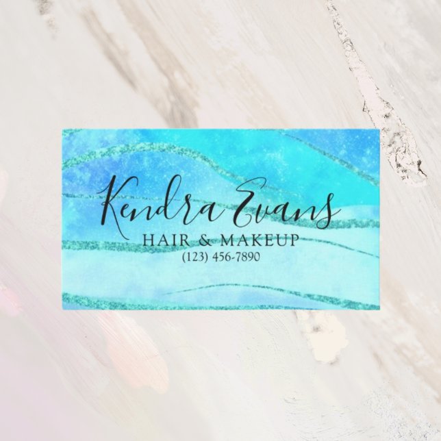 Blue Sparkle Holographic Style Glam Business Card (Creator Uploaded)