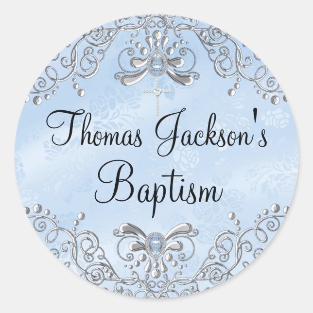 Blue Sparkle Jewel Baptism Sticker (Front)