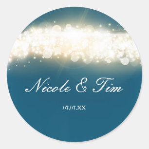 Blue Sparkle Lights Sky Blast Favour Stickers