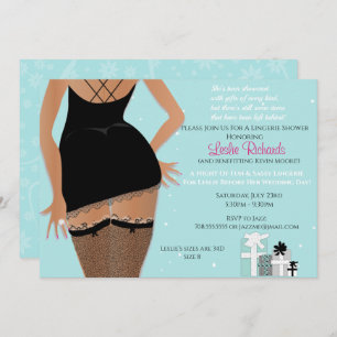 Blue Sparkle Lingerie Bridal Shower Invitation
