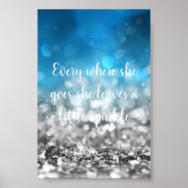 blue sparkle quote poster (Front)