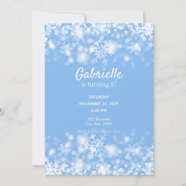 Blue Sparkle Winter Birthday Invitation (Front)