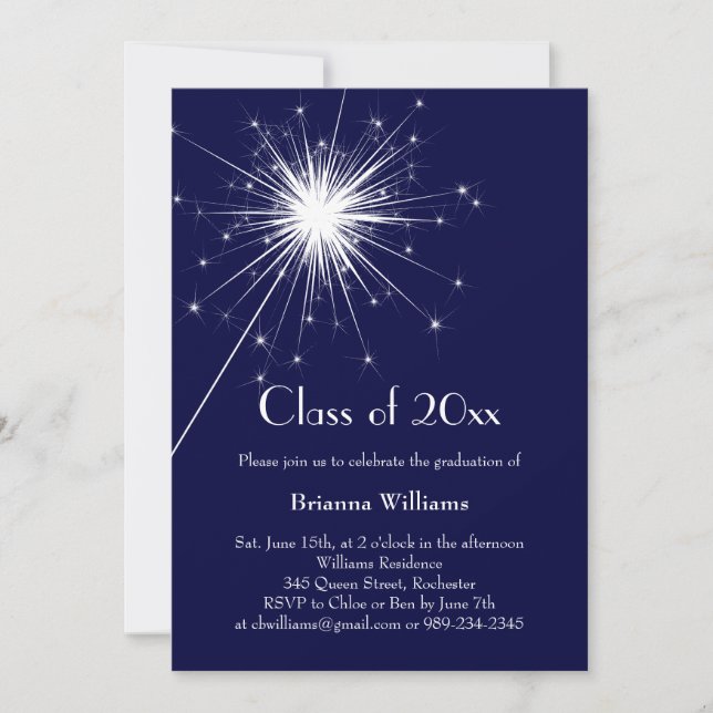 Blue Sparkler Graduation Celebration Invitation (Front)