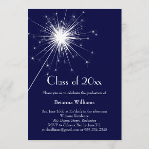 Blue Sparkler Graduation Celebration Invitation
