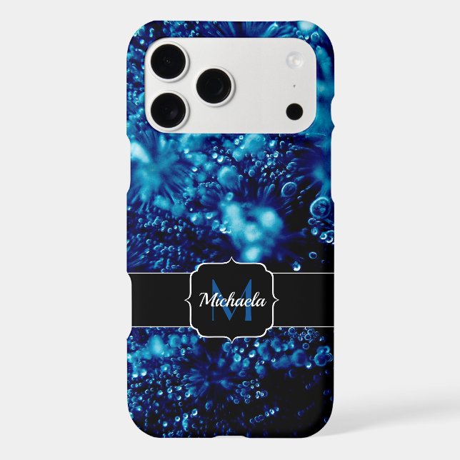 Blue sparkles Abstract Frozen bubbles Monogram (Back)