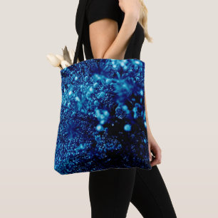Blue sparkles Abstract Frozen bubbles Tote Bag