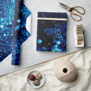 Blue sparkles Abstract Frozen bubbles Wrapping Paper