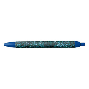 Blue Sparkles Black Ink Pen