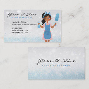 Blue Sparkles Cleaner Cleaning Service Housekeeper Business Card