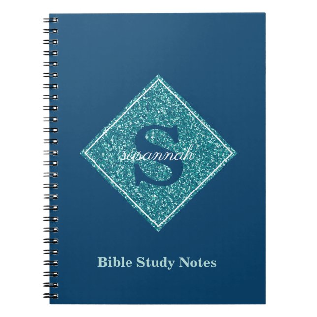 Blue Sparkles Monogram Bible Study Notebook (Front)