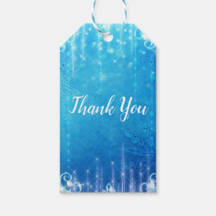 Blue Sparkling Frozen Ice Winter Bridal Shower Gift Tags