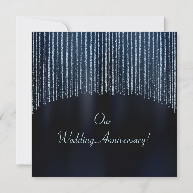 Blue Sparkling Glitter anniversary invitation (Front)
