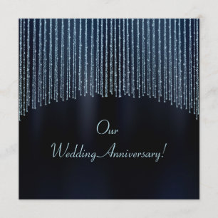 Blue Sparkling Glitter anniversary invitation
