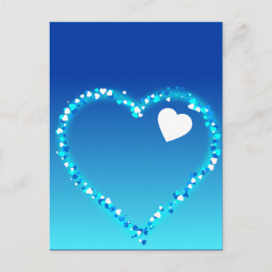 Blue Sparkling Hearts Postcard